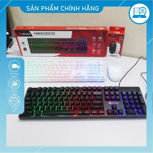 Bộ phím chuột giả cơ Xstar K2023 led 7 màu 3