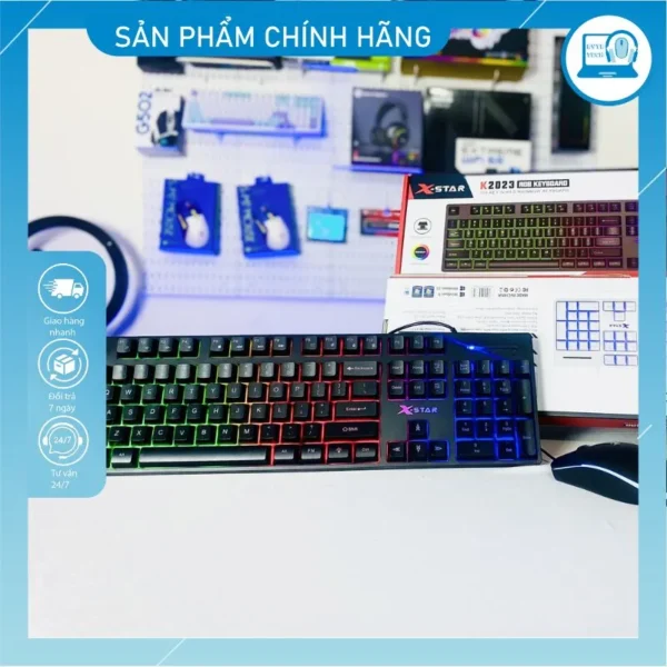 Bộ phím chuột giả cơ Xstar K2023 led 7 màu 5